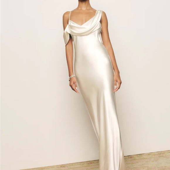 NEW NWT Reformation Ronda silk dress ivory, US 4 - Picture 8 of 17